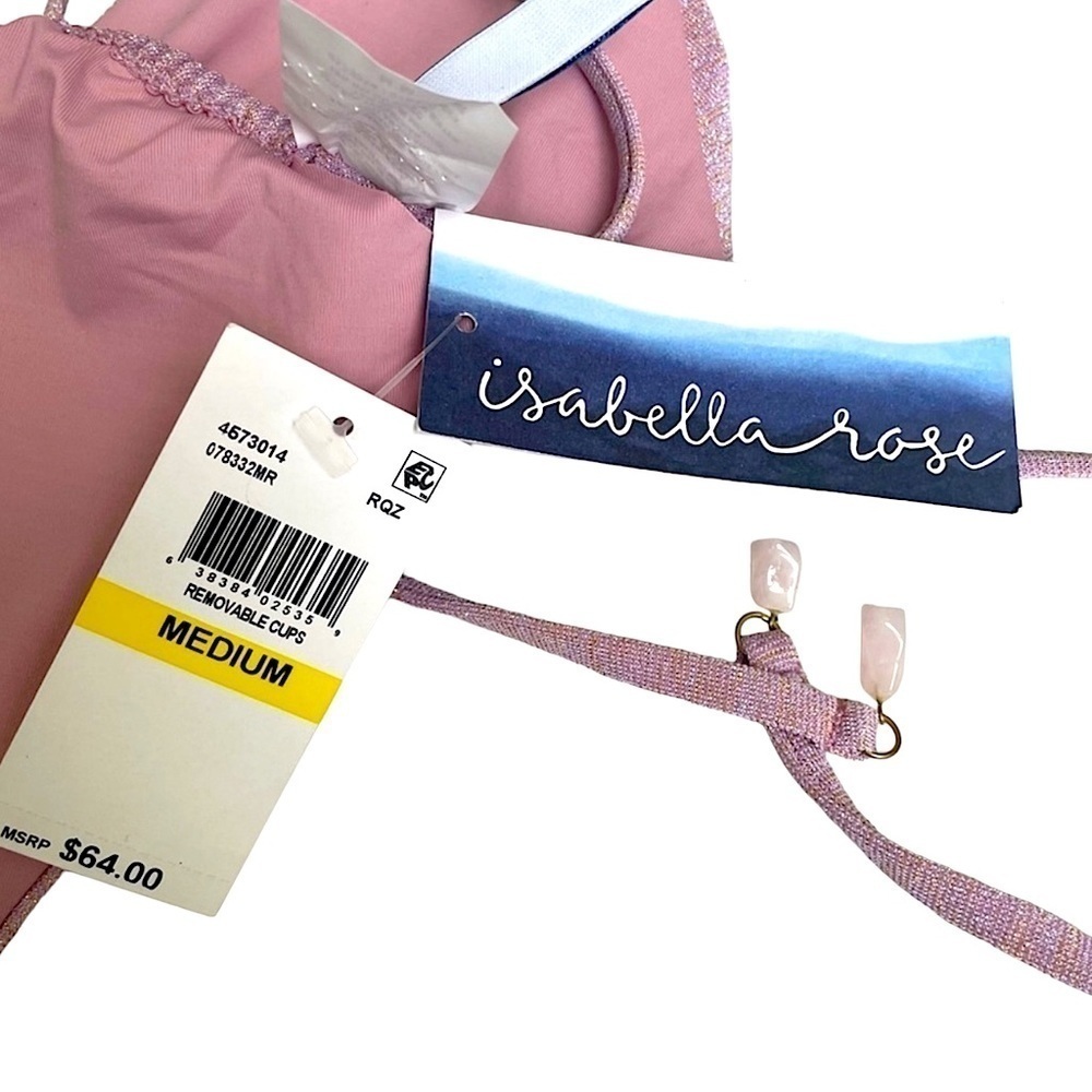 SOLD❗️Pink Bikini Isabella Rose Quartz Metallic Halter Marseille Triangle Top - Picture 6 of 9